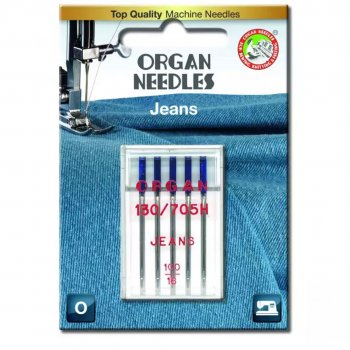 Jeansnålar nr 100 från Organ i en nålask
